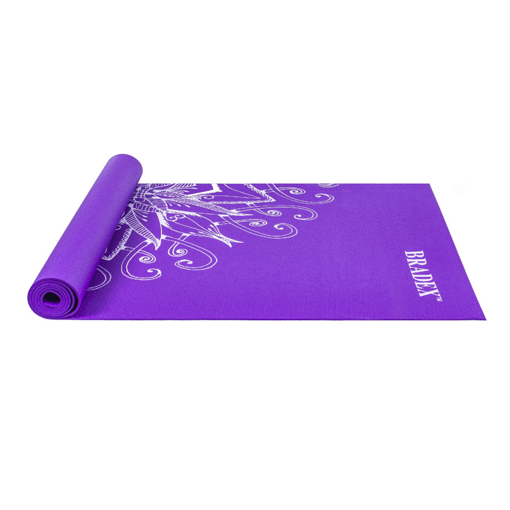 Коврик для йоги Bradex "Виолет", 173х61, фиолетовый с рисунком, SF0405