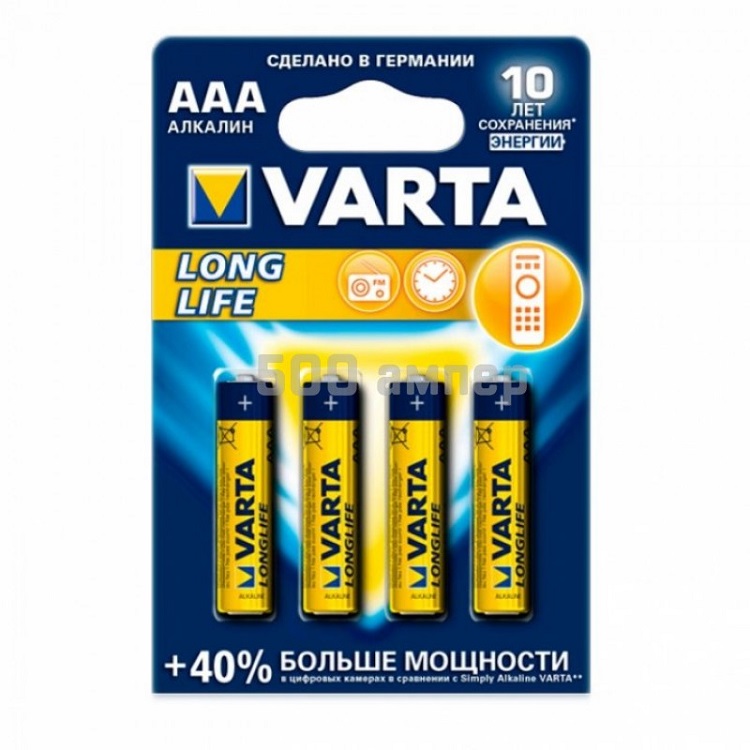 Батарейка Varta LONGLIFE AAA LR03 B8. 1 шт.