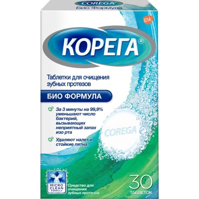 Таблетки для очищения зубных протезов Corega Bio Formula №30